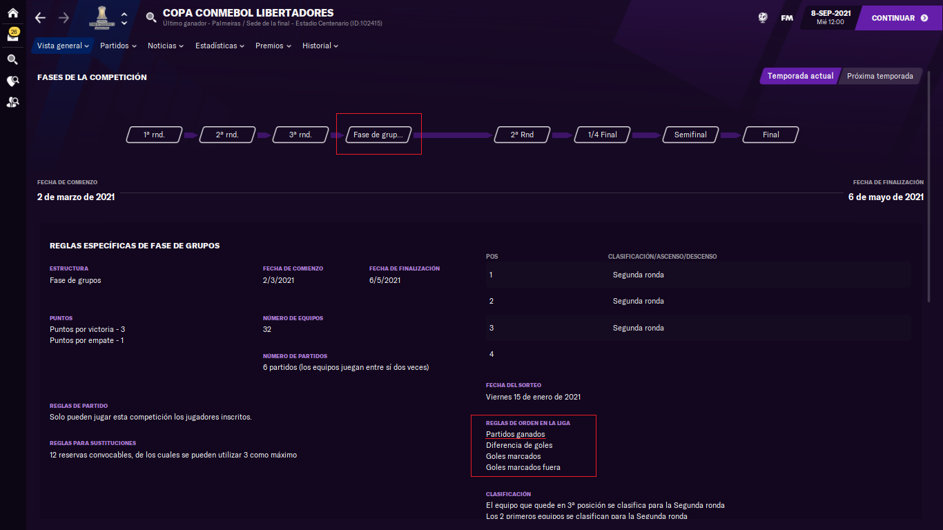 [FM21] Fix Copa Libertadores y Sudamericana (criterios de desempate)